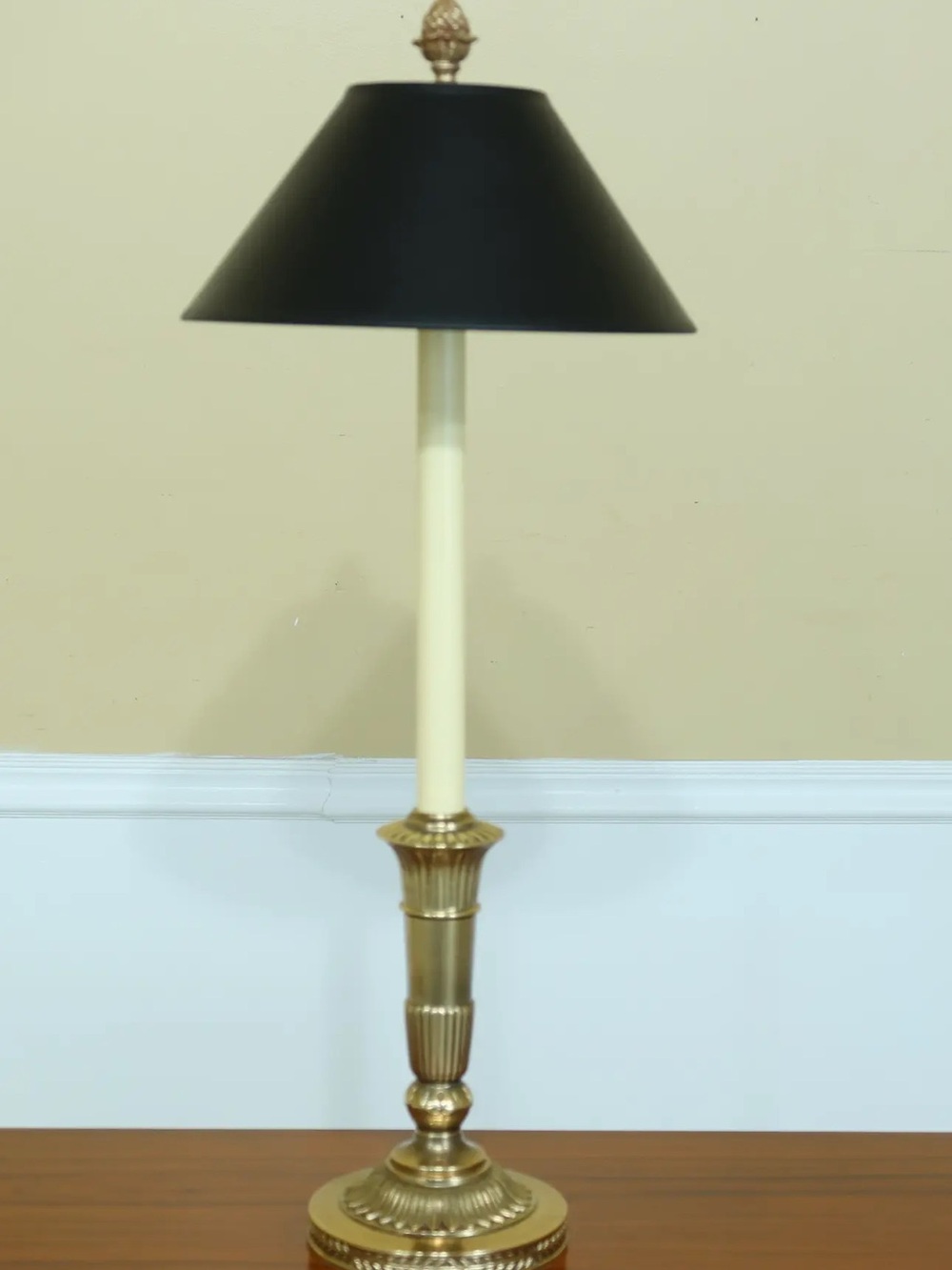 Brass Table Lamp with Black Shade and Cream Stem ( have a 2nd I can also list